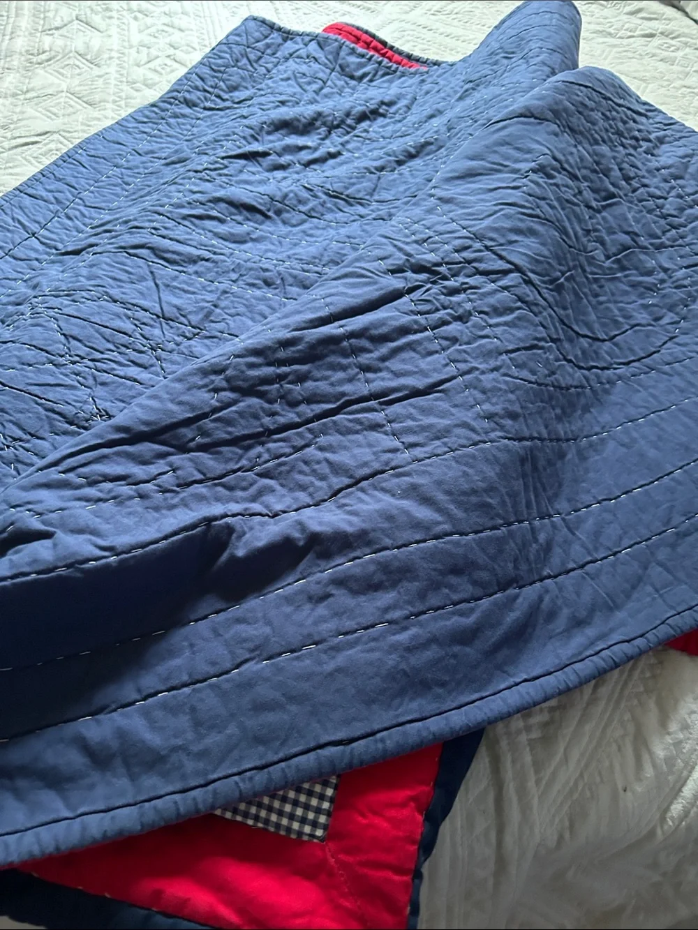 Pottery Barn Kids All-Star Sports Patches Quilted Navy/Red Twin w/Sham Comforter